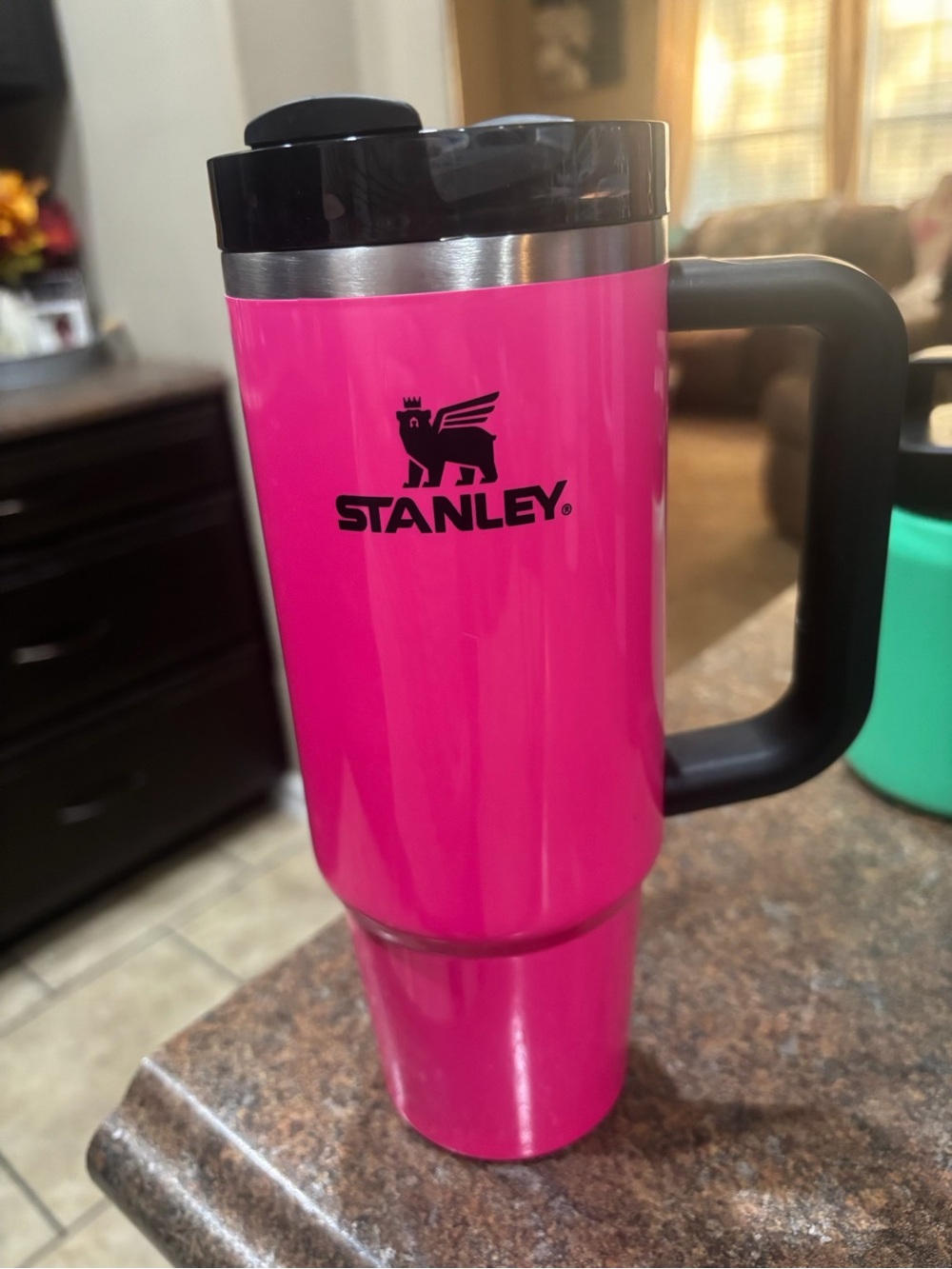 Stanley Hot Pink Travel Tumbler with Handle